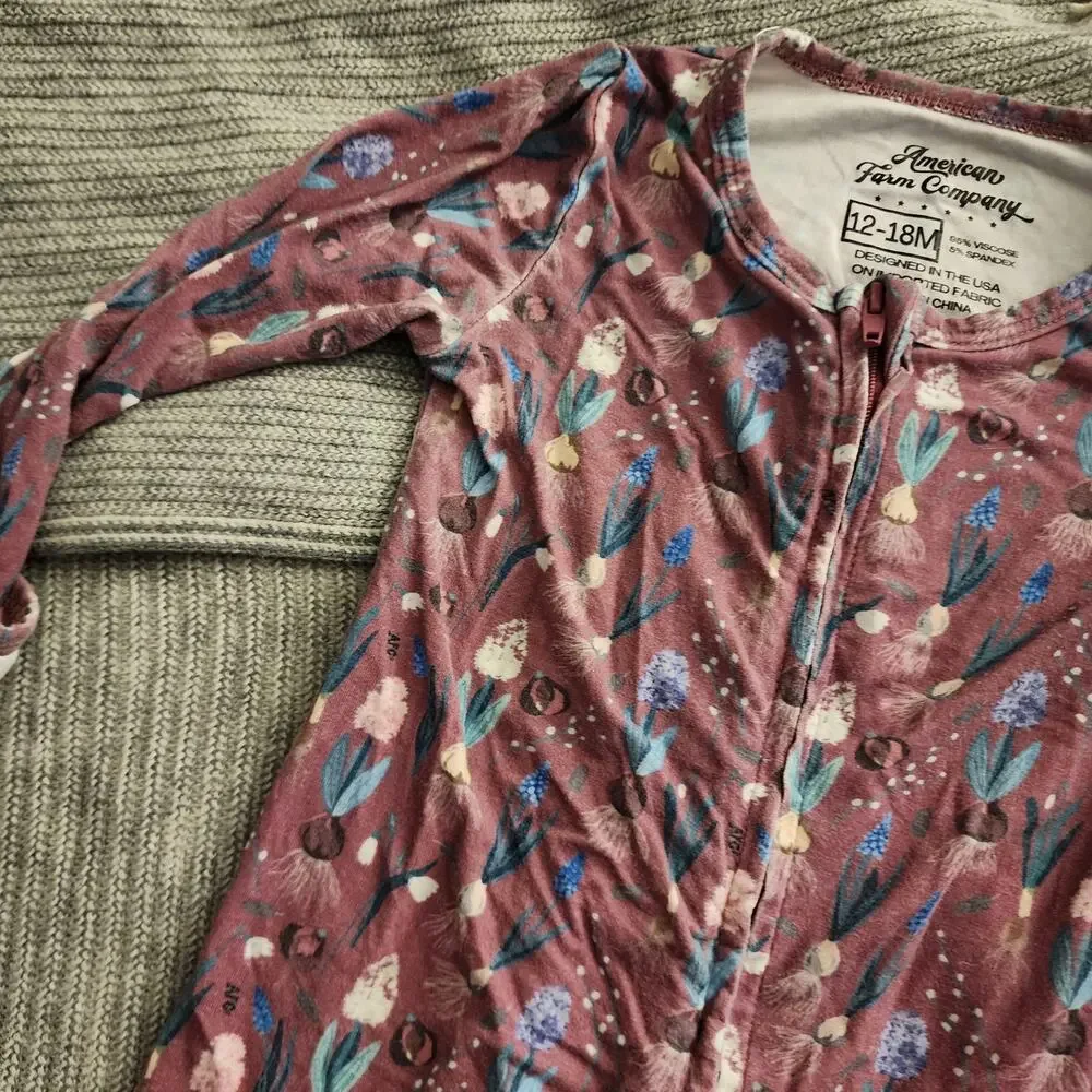American Farm Company Purple Floral Viscose Bamboo Footies